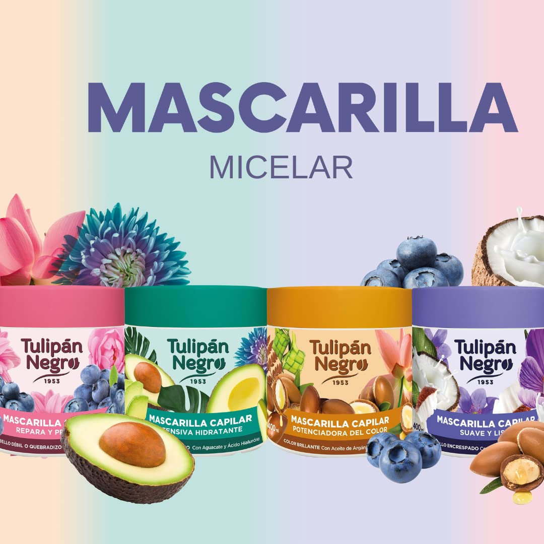 Masque tulipe noire, doux et lisse, 400 ml Naty Shop masque capillaire