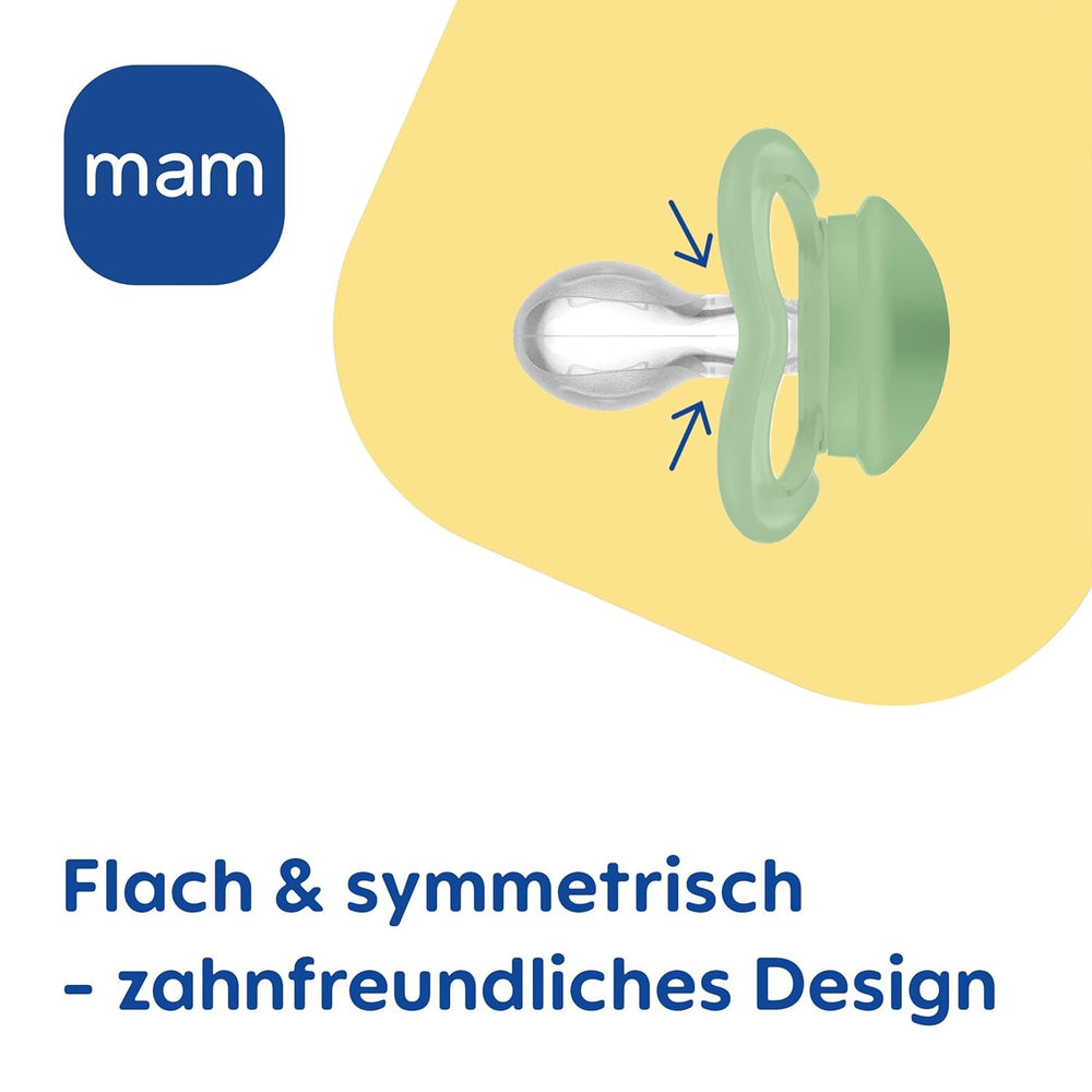 MAM Air Lot de 2 Sucettes en Silicone Extra Légères et Aérées Sucette pour Bébé Respectueuse des Dents en Silicone Spécial MAM SkinSoft avec Boîte à Sucette 6-16 Mois Ours/Rhinocéros