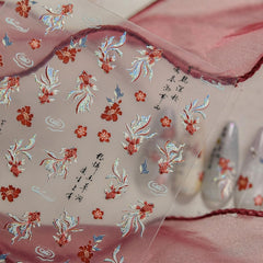 JMEOWIO Autocollant 3D pour ongles en forme de poisson Koi