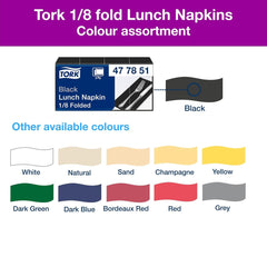 Tork 477851 Serviettes à déjeuner noires 1/8 pliées / Serviettes en papier pré-pliées 2 épaisseurs pour collations ou petits repas / Qualité avancée / 10 X 200 (2000) serviettes / 32,6 X 33 cm (L X L)