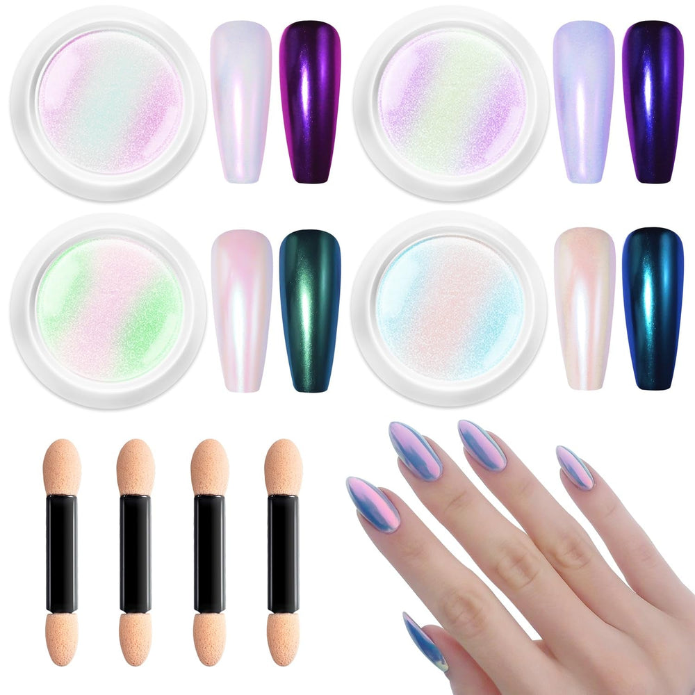 BISHENGYF Rose Gold Chrome Nail PowderNouvelle mise à niveau Grosse Kapazitä Chrom PulverSuper-Spiegeleffekt Metall Mirror Chrome Powder – Neon Glassy Pearl Effect Glitter Nail Art Pulver pour DIY Salon