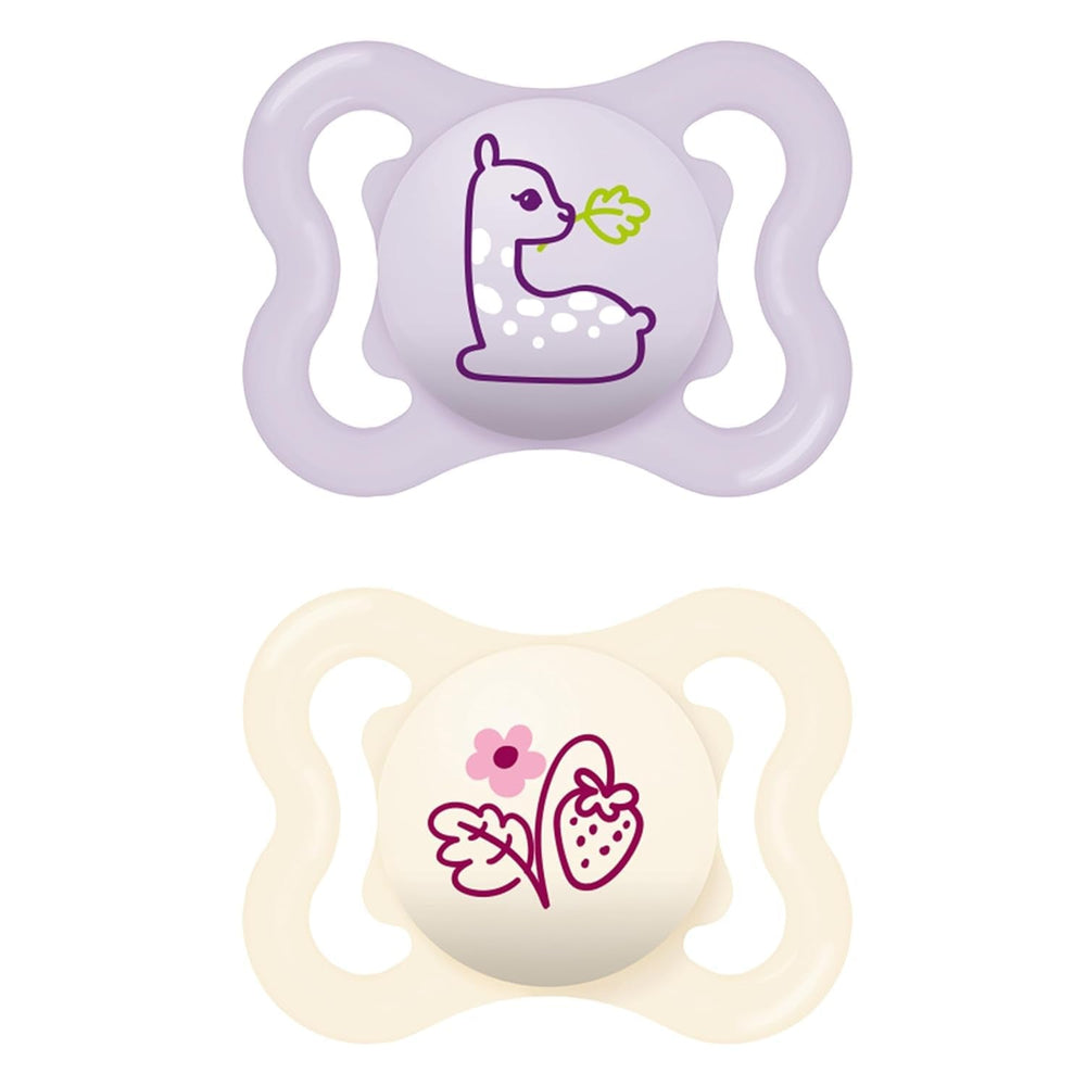 MAM Air Lot de 2 Sucettes en Silicone Extra Légères et Aérées Sucette pour Bébé Respectueuse des Dents en Silicone Spécial MAM SkinSoft avec Boîte à Sucette 6-16 Mois Ours/Rhinocéros
