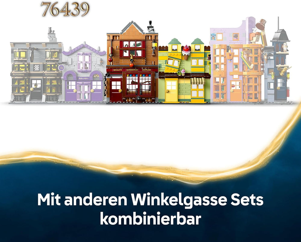 LEGO Harry Potter Qualität für Quidditch & Fortescues Eissalon - Set mit 2 Winkelgasse Läden, 6 Minifiguren & Zubehör inkl. Nimbus 2000 Besen - Geschenk für Jungen & Mädchen ab 8 Jahren - 76452