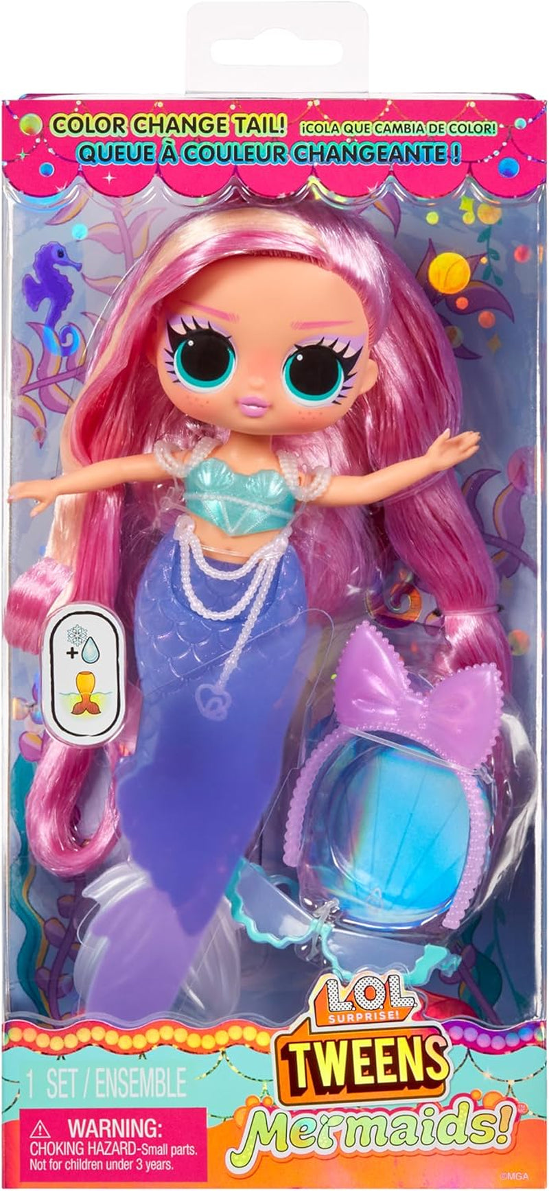 L.O.L. Surprendre! Tweens - Sirène Lola Waves - poupée mannequin avec queue qui change de couleur, aileron mobile et beaux accessoires - jouet pour enfants et collectionneurs à partir de 4 ans Naty Shop Dolls