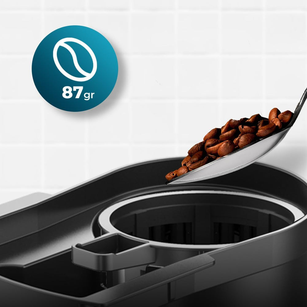 Cafetière filtre Cecotec Coffee 66 Grind & Drop Essential. 1086 W, broyeur à lame, jusqu'à 12 tasses, technologie Extreme Aroma, numérique, acier inoxydable, arrêt automatique.