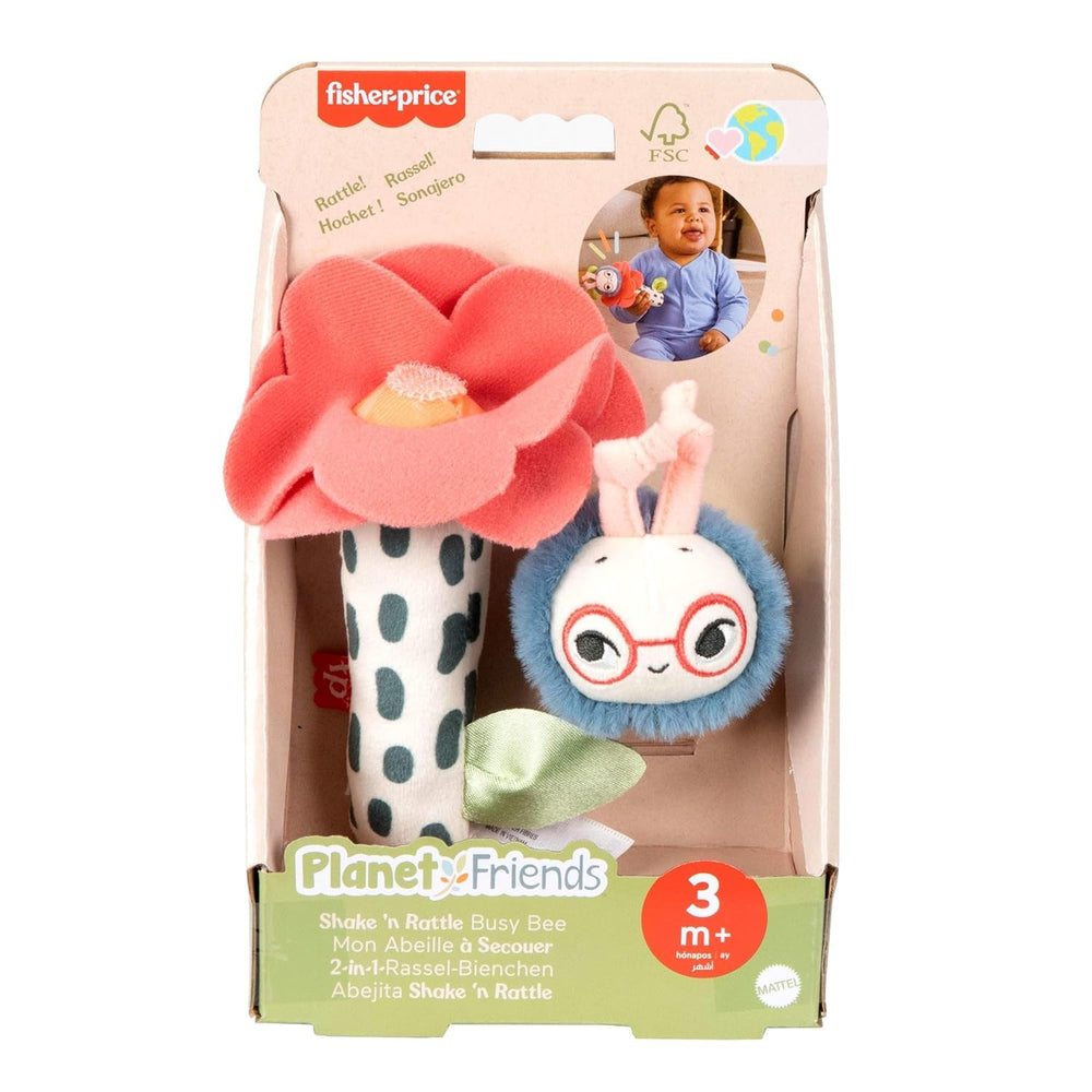 Jouet pour bébé Fisher-Price Planet Friends Jouet en peluche sensoriel 2 en 1 cloche et abeille en ensemble de deux pièces pour les nouveau-nés jusqu'à 3 mois, HYR56 Baby Toys Naty Shop