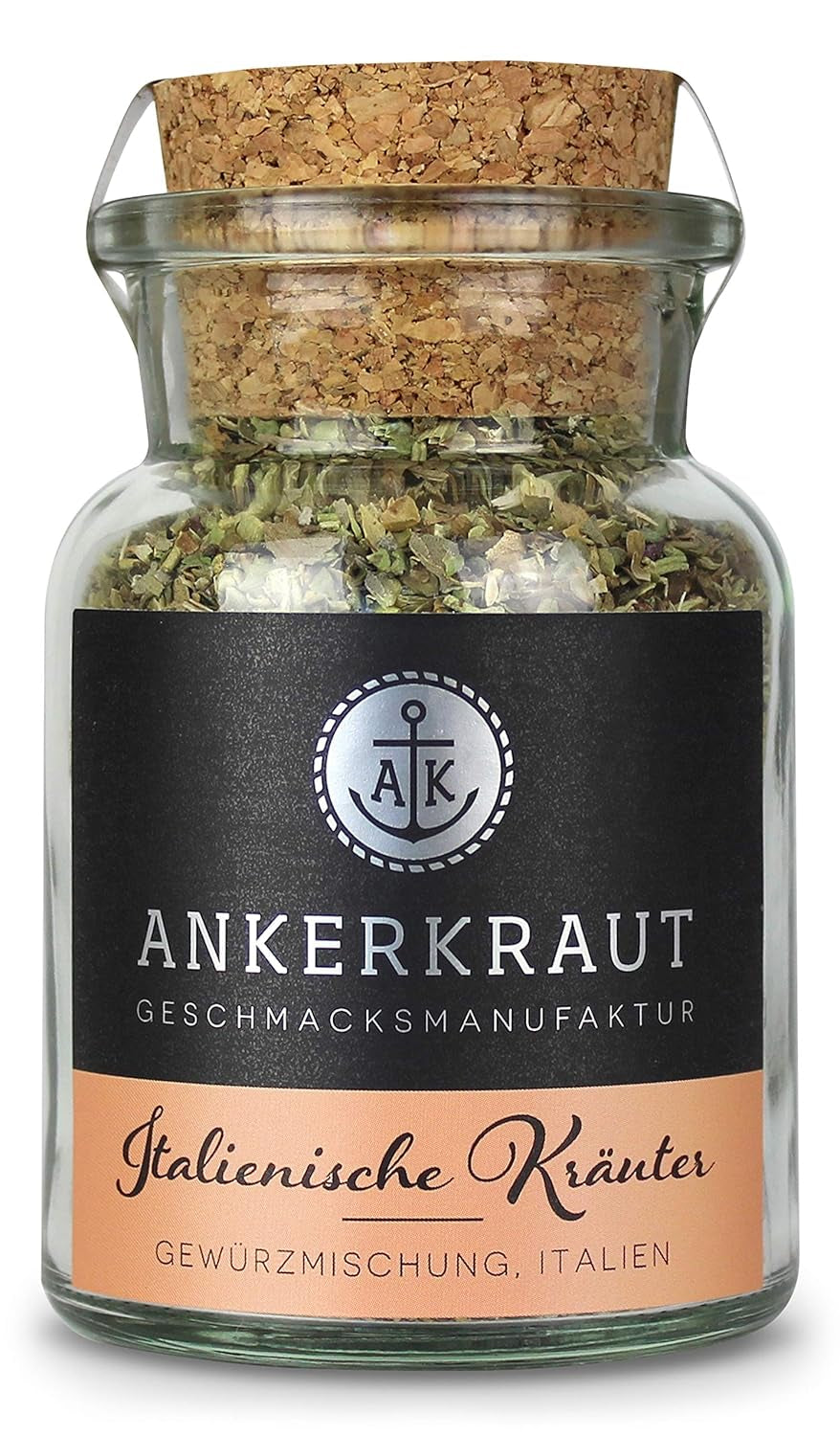Ankerkraut Italienische Kräuter, mediterranes Universalgewürz for Pasta, Pizza and Salade, 25 g dans un verre de cuisson