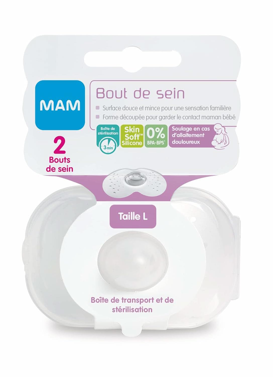 MAMAN | Cache-seins - Lot de 2 coussinets d'allaitement en silicone (taille L, 23 mm) Accessoires Alimentation et Allaitement Bebe Naty Shop