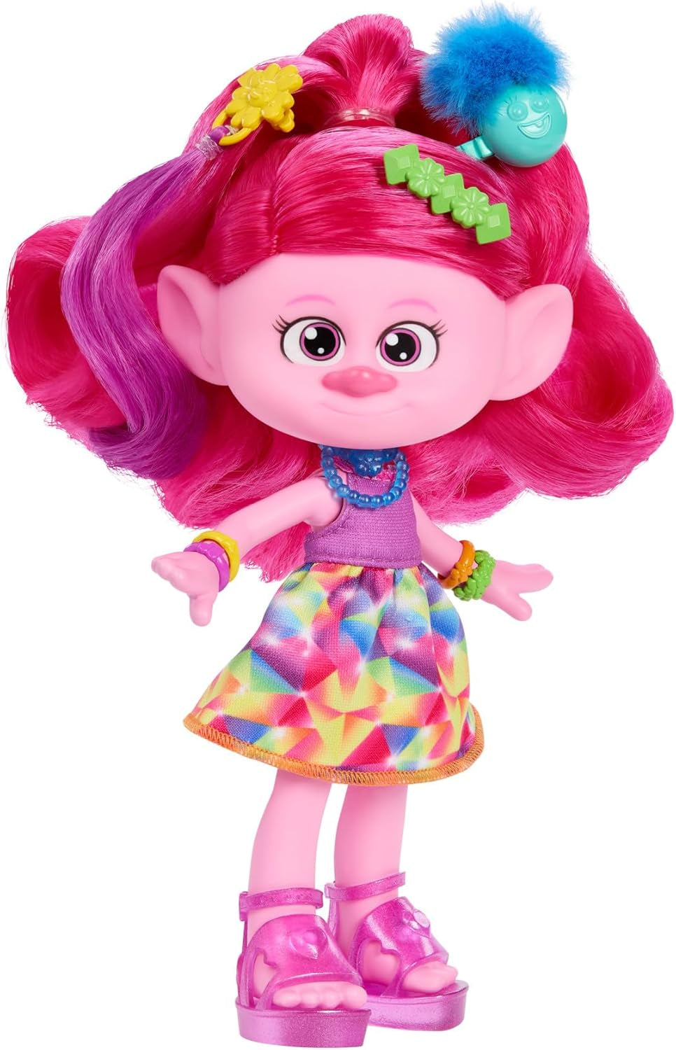 Mattel DREAMWORKS TROLLS Together Strong - Poupée mannequin Queen Poppy Hair-Tastic - 15+ accessoires, peigne à paillettes, gel à paillettes lavable, à partir de 3 ans, HNF25 Naty Shop Dolls
