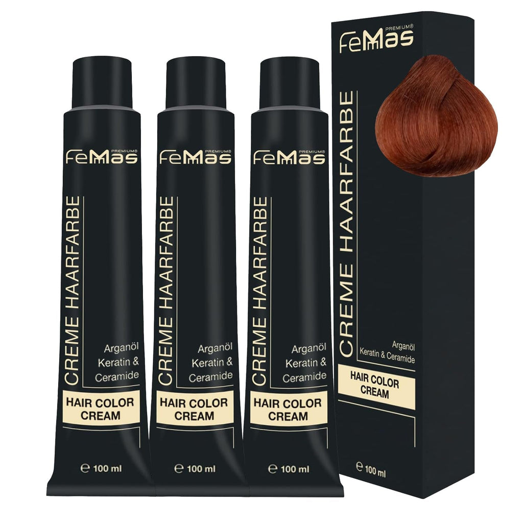 FemMas Hair Colour Pure & Mix Red I Cremă profesională cu ulei de argan, keratină și ceramide I Ca o vopsea de păr permanentă sau nuanță pentru rezultate radiante, de lungă durată I 100 ml