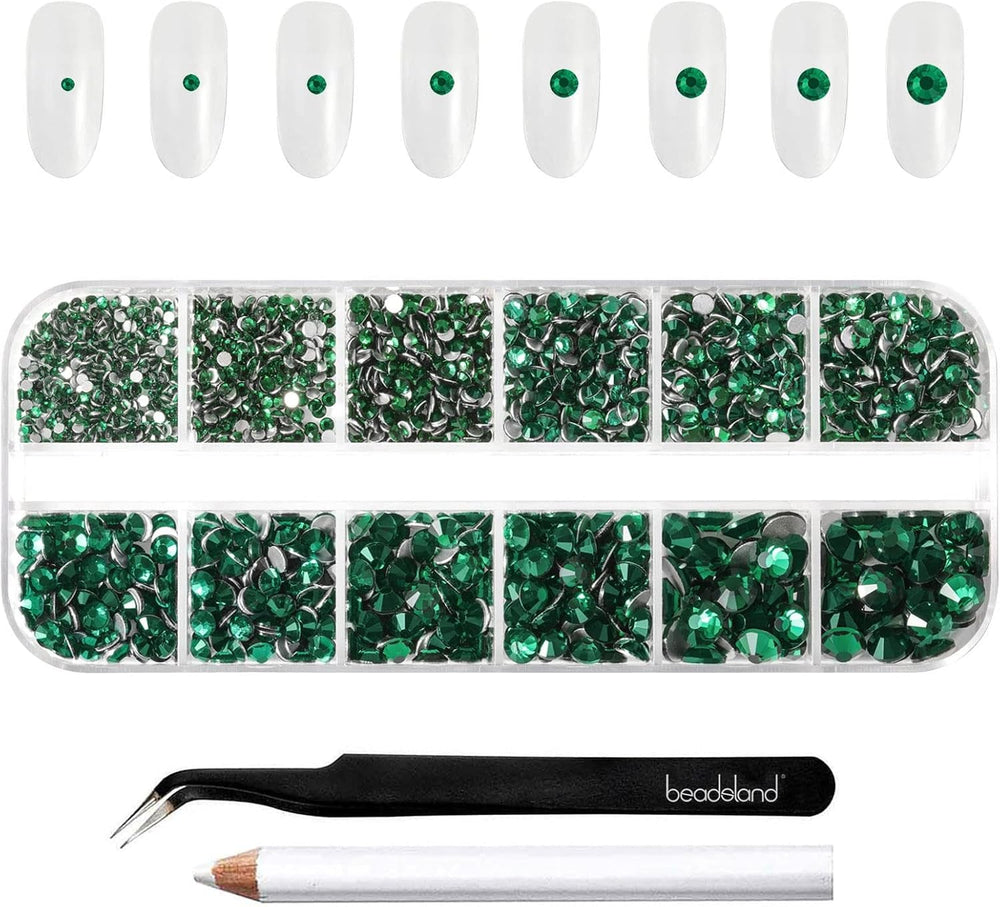 Beadland 2500Pcs Verre Nailart Strasssteine ​​​​Kristall Flatback Edelsteine ​​​​Runde, ​​​​pour Handwerk Gemischt 8 Größen SS4 ~ SS30 Mit Picking Pinzette Und Stift (Kristall Weiss)