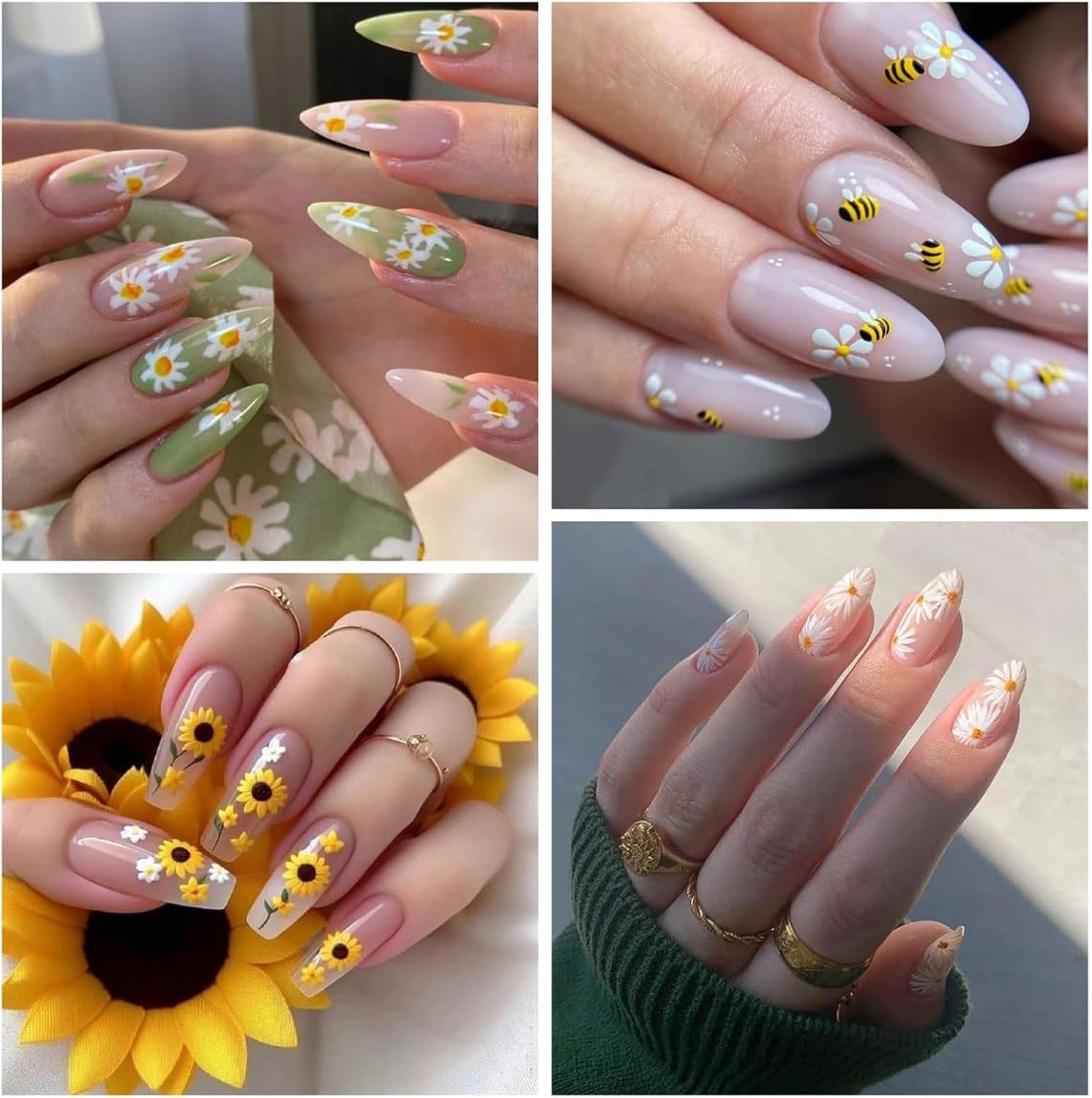 3 pièces Set d'autocollants pour ongles - Autocollants autocollants pour ongles avec fleurs et motifs bien-être - Autocollants pour nail art créatifs - Tatouages ​​et tatouages ​​créatifs