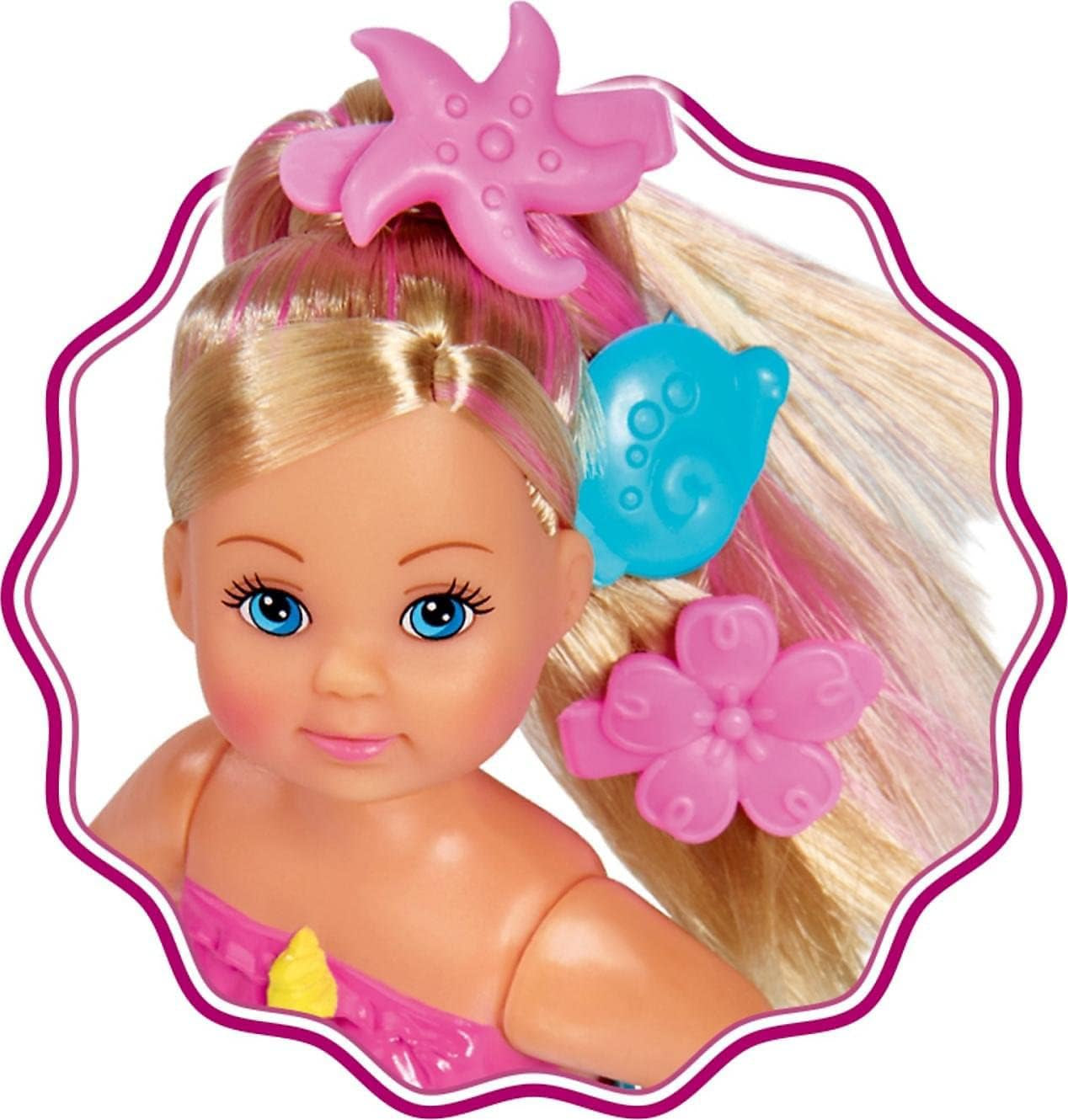 Simba 105733318 - Evi Love Swimming Mermaid, Evi comme une sirène, Sait nager correctement, Avec figurine de poisson, Poupée à habiller, 12 cm, Pour les enfants à partir de 3 ans Poupées Naty Shop