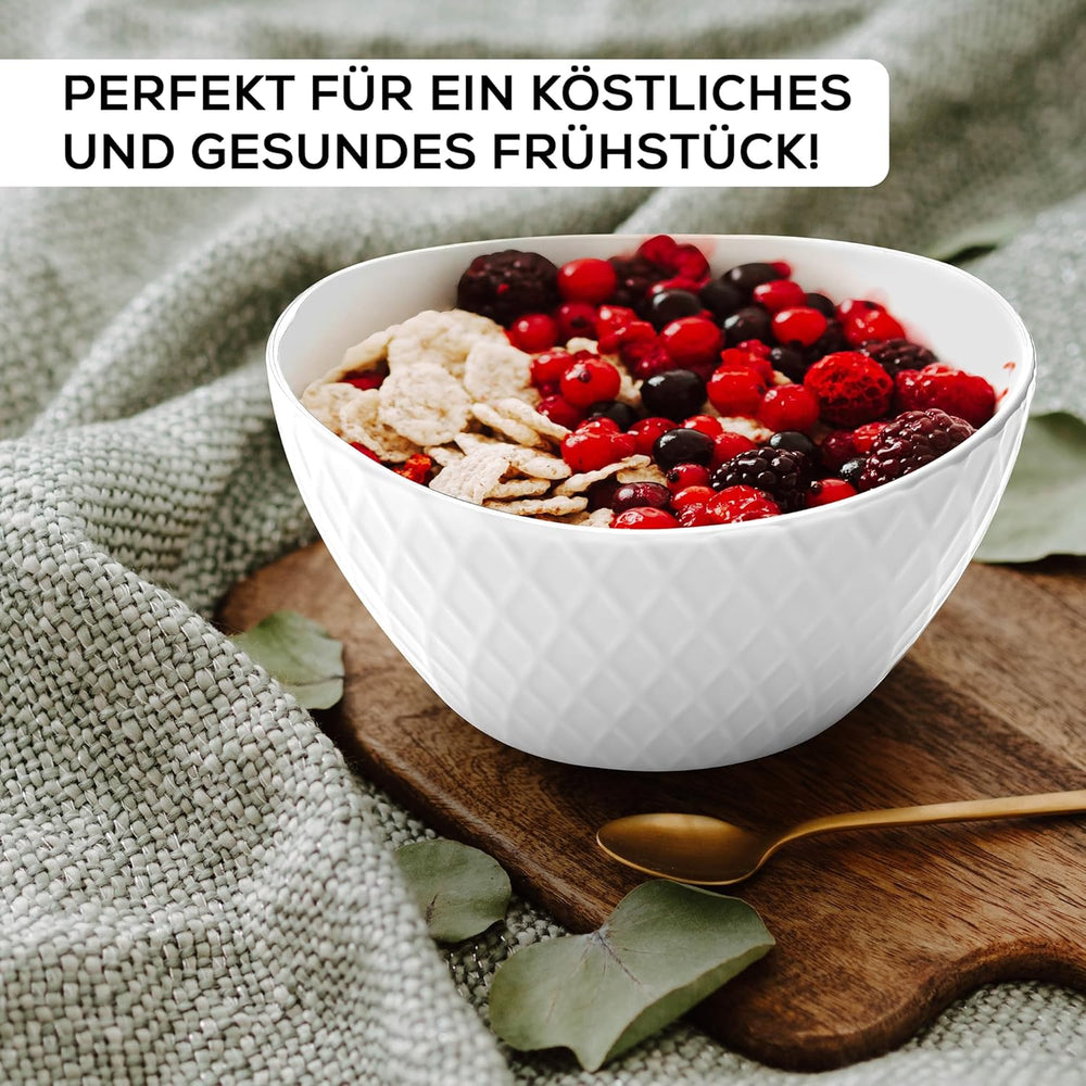 MIAMIO - Service de table en céramique, 24 pièces, service combiné pour 6 personnes - Passe au lave-vaisselle et au micro-ondes - Collection Palmanova (Blanc)