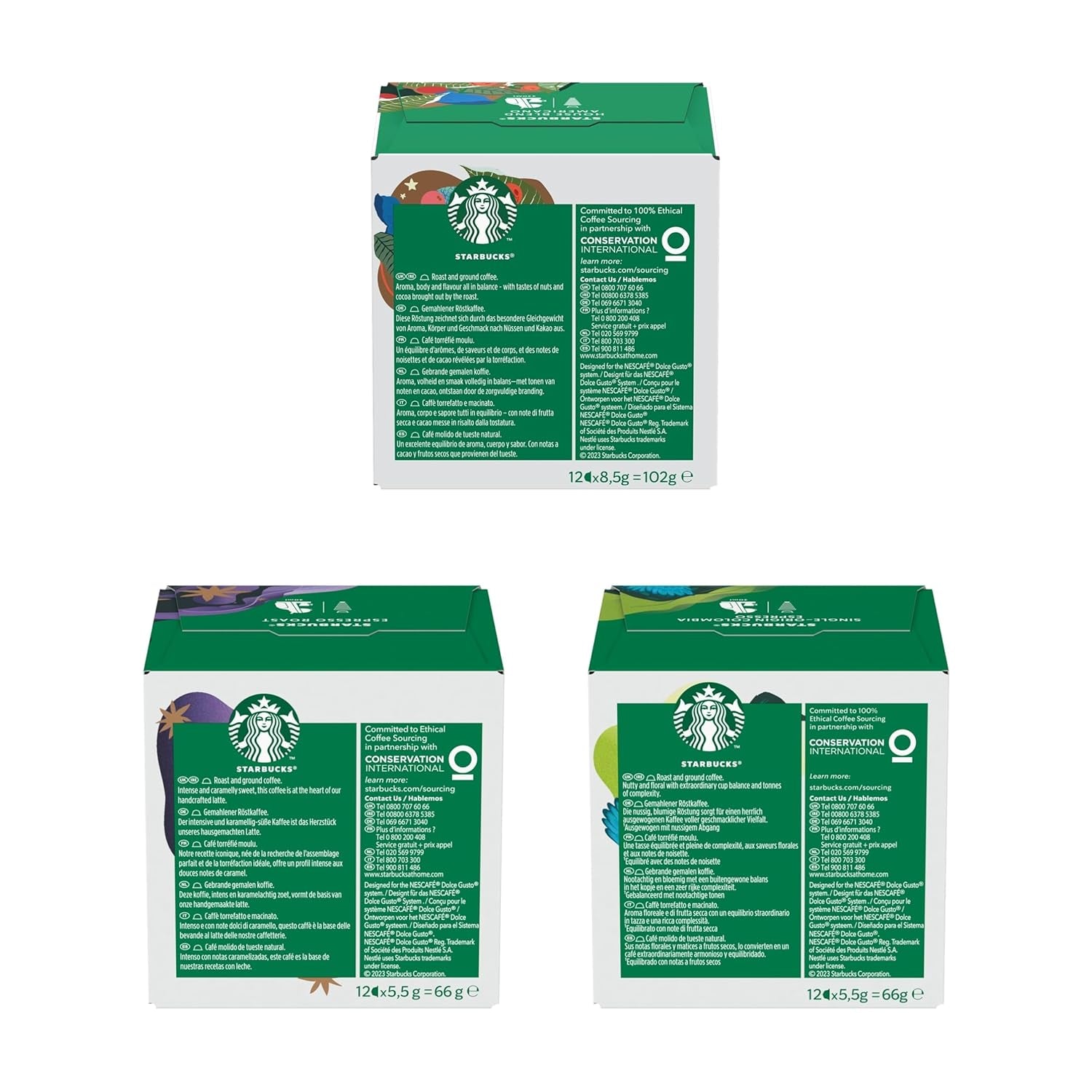 STARBUCKS Probierset, Espresso-Varianten by Nescafé Dolce Gusto Kaffeekapseln 6 x 12 (72 Kapseln) - Exclusif bei Amazon