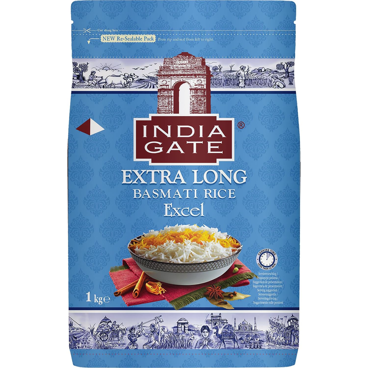 INDIA GATE Premium Basmati Rice – Riz fin à grains longs, aromatique, d'Inde, à grains longs fins (1 x 5 kg)