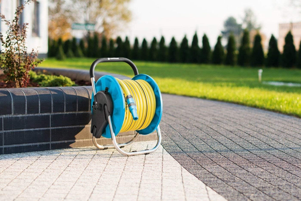 Enrouleur de tuyau CELLFAST, enrouleur de tuyau d'arrosage résistant à la corrosion, empêche le tuyau de se plier, 1/2" 45 m Aluplus