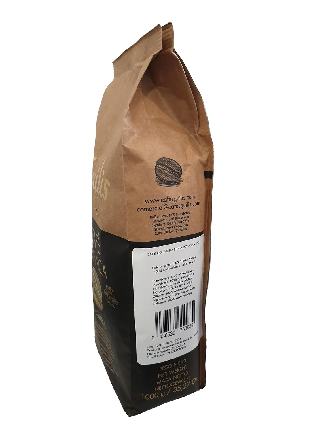 CAFES GUILIS DEPUIS 1928 AMANTES DEL CAFÉ- Kaffeebohnen Arabica Finca Mocatan kolumbien 2 kg