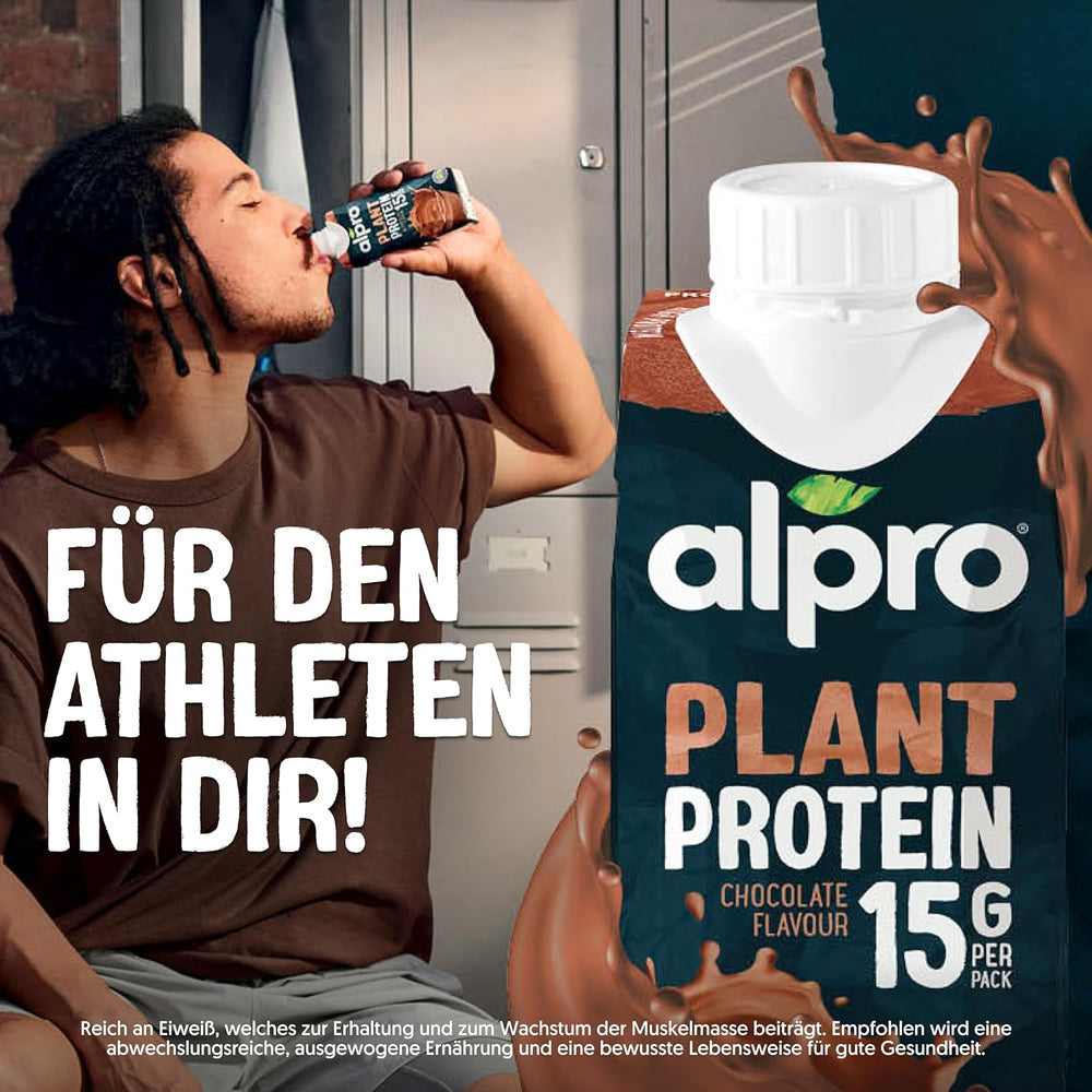 Alpro Proteindrink Schokoladengeschmack – Vegan et milchfree – Ohne Süßstoffe – Von Natur aus lactosefrei – Reich an Ballastsstoffen, Calcium et Vitaminen – 15 x 250 ml – Haltbar