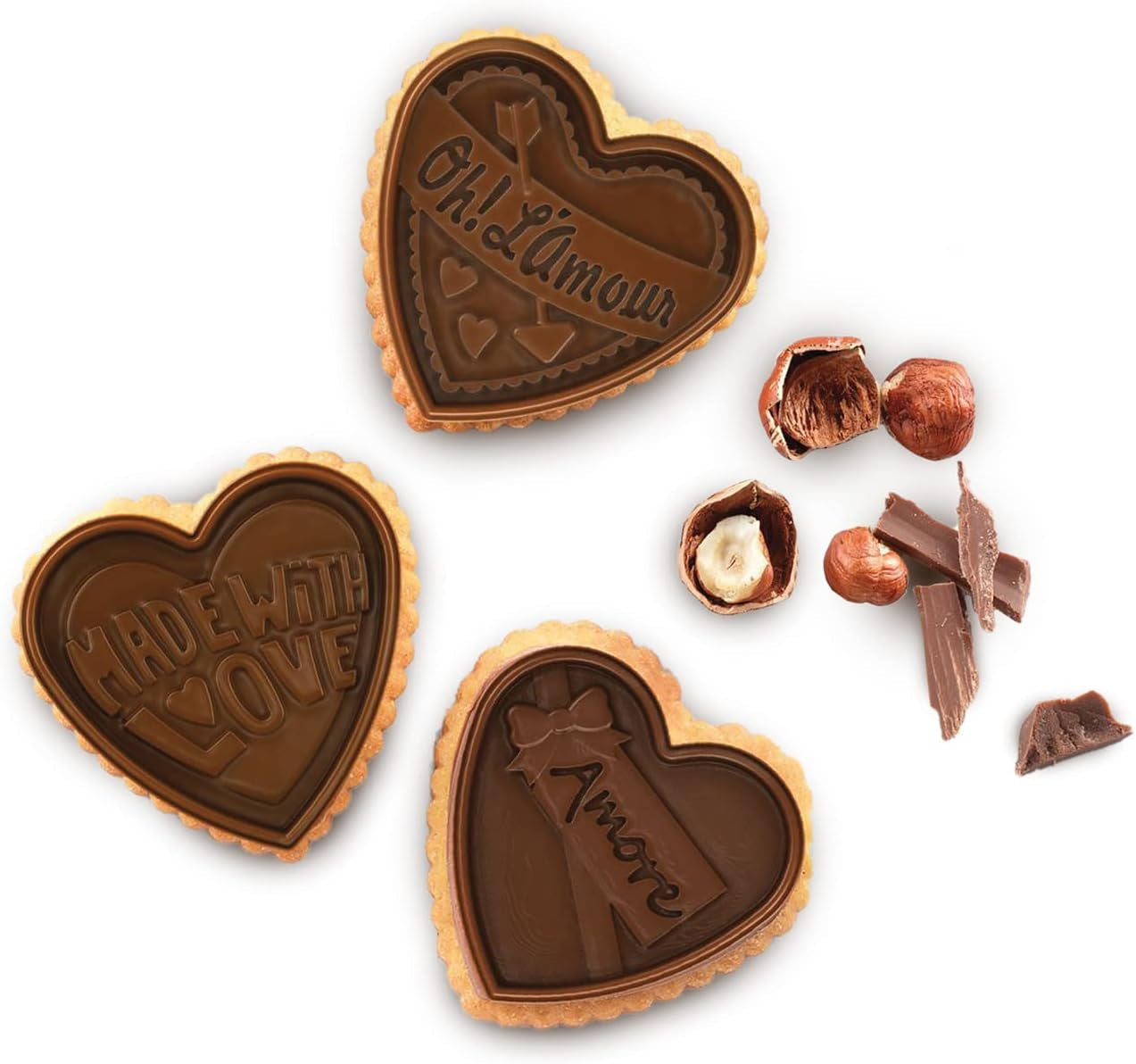 silikomart | CKC06 Moule à Chocolat en Silicone COOKIE LOVE SLIM, Antiadhésif, 6 Chocolats, 1 Paquet, Moule à Bonbons, Easy Choc, 64 x 63 mm, h 5 mm, Volume 51 ml, Fabriqué en Italie