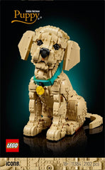 LEGO Icons Golden Retriever Welpe - Modellbau für Erwachsene - 3D Tierfigur zum Ausstellen mit Halsband & Medaille - DIY Deko für Regal oder Schreibtisch - Geschenkidee für Kunst- & Bastelfans - 11384