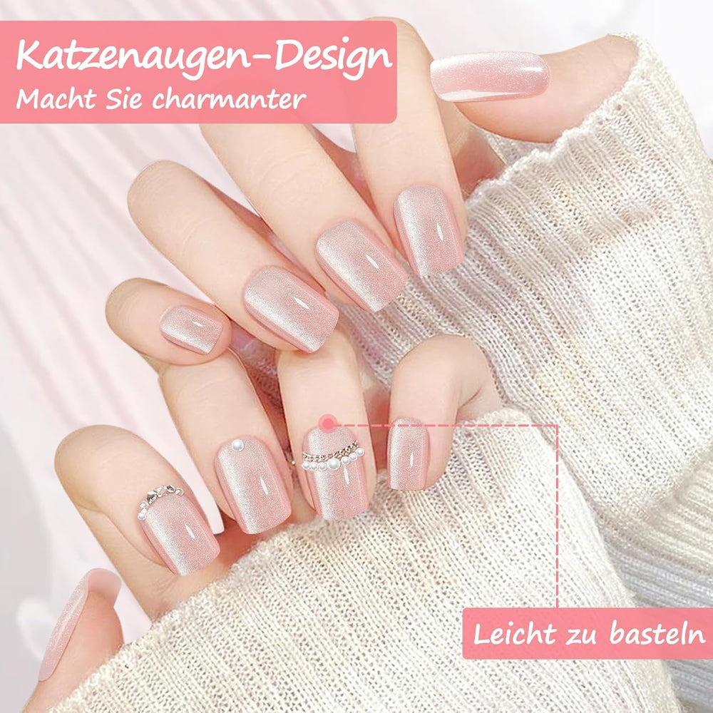 Kiiwah 48 pièces ongles carrés courts ongles artificiels roses colle sur bouts d'ongles courts faux ongles