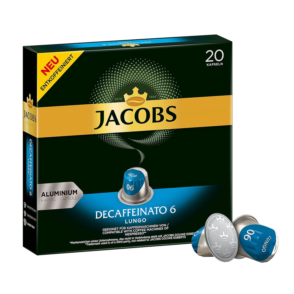 Jacobs Kaffeekapseln Krönung Crema, 10er Pack, 10 x 20 Getränke, 1040 g & Kaffeekapseln Lungo Decaffeinato- Intensität 6-200 Nespresso compatible Kapseln, 10er Pack, 10 x 20 Getränke