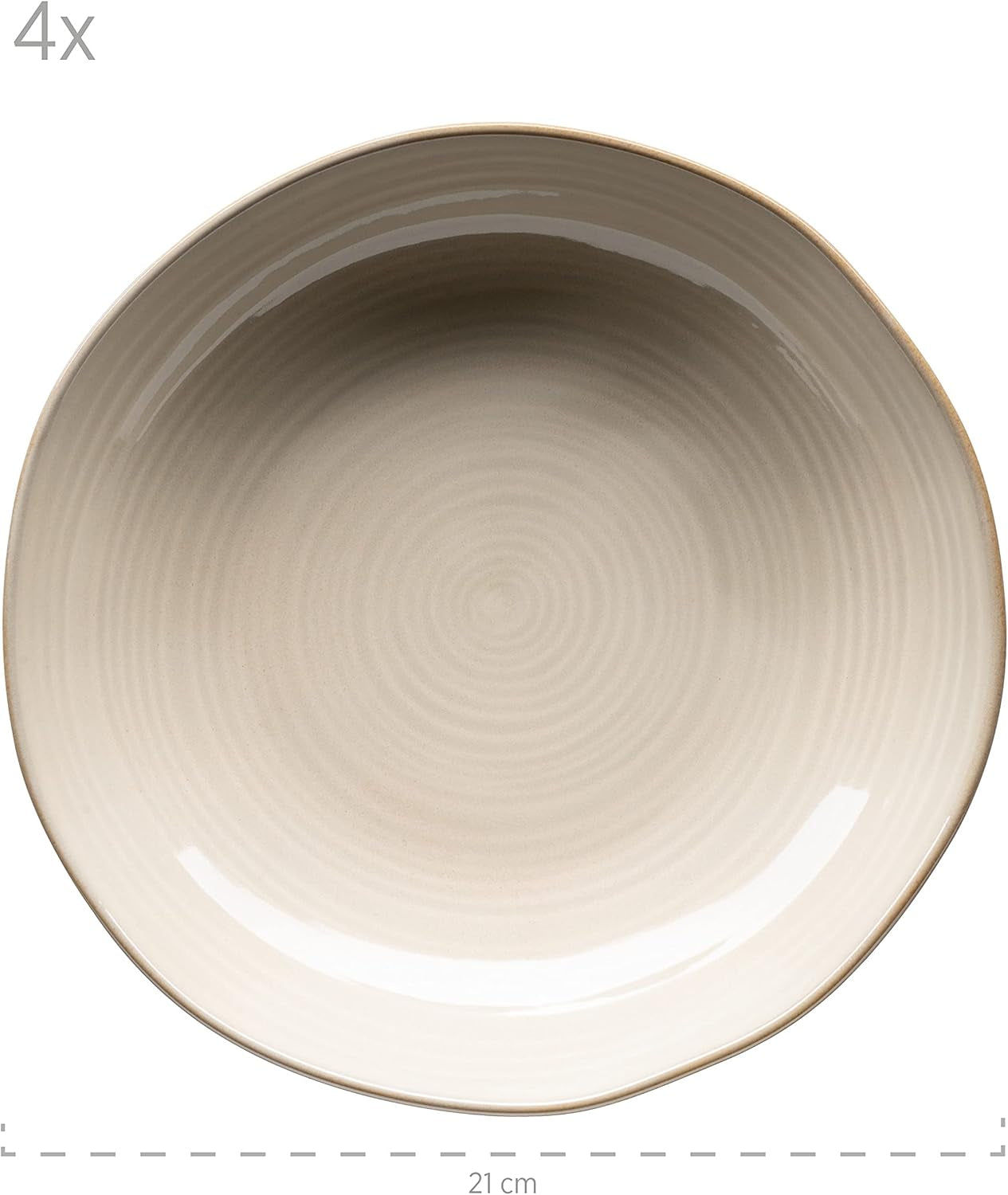 MÄSER 931371 Nottingham Vintage Series Service de table pour 4 personnes, service de table 8 pièces, assiettes plates et assiettes plates, rond irrégulier look rétro, grès, beige