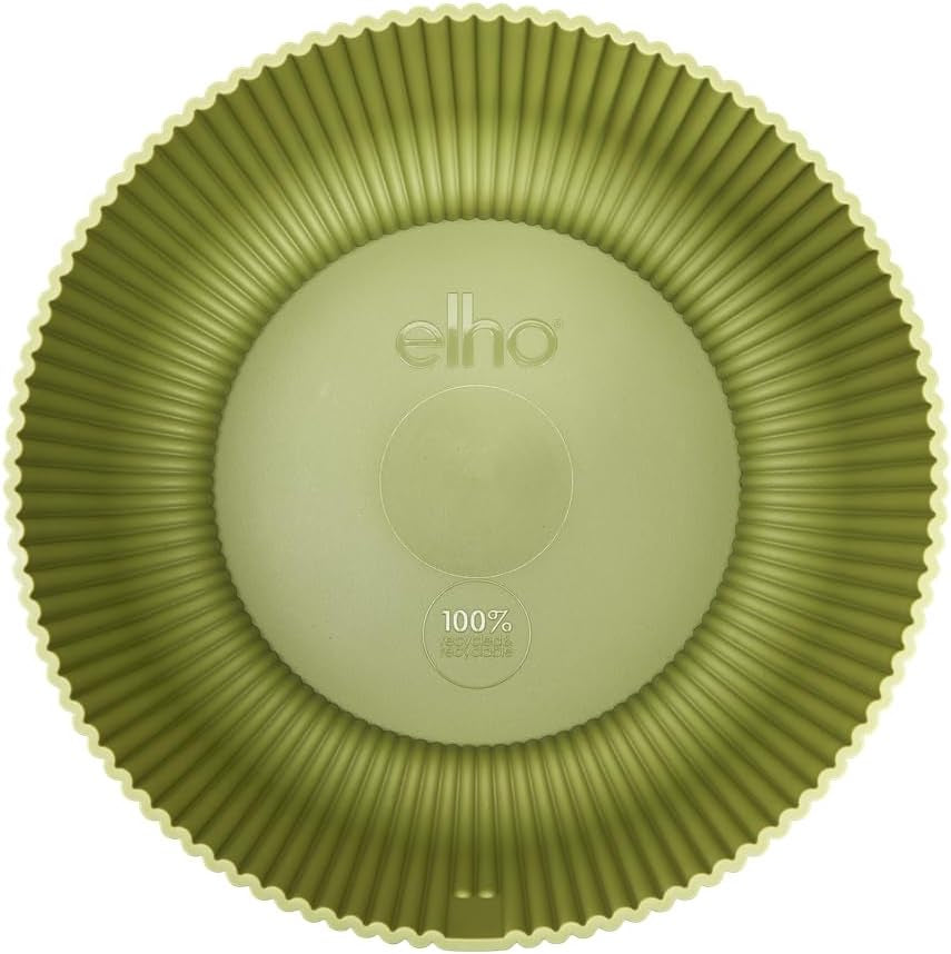 elho Vibes Fold Bowl 25 - Pots de fleurs d'intérieur - 100% plastique recyclé - Ø 24,9 x H 12,1 cm - Vert/Ferngrün