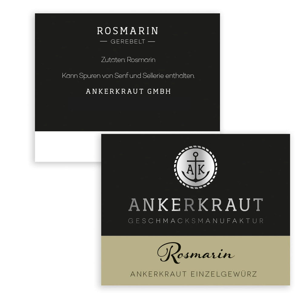 Ankerkaut Rosmarin Gewürz, gerebelt, getrocknet, perfekt für Kartoffeln, Essen mit Kartoffel würzen, Kartoffelspalten, Wedges, Gitterkartoffeln würzen, 40g im Korkenglas