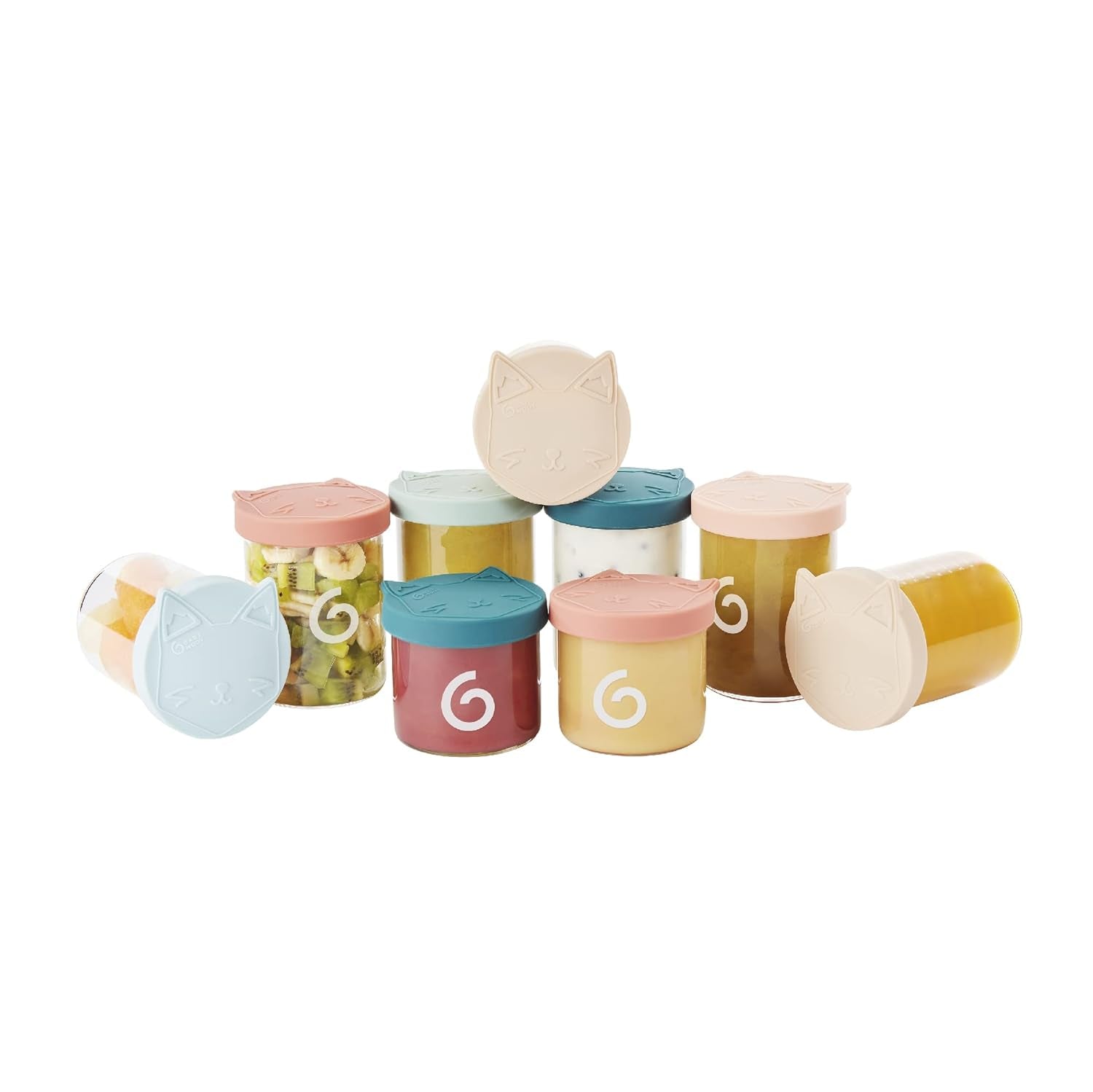 Boîtes à nourriture pour bébé Babymoov ISY BOWLS en verre robuste et résistant à la température - pour conserver/congeler les aliments pour bébé, 6x 250ml + 3x 120ml Naty Shop boîtes de conservation alimentaire 6X250ml + 3X120ml