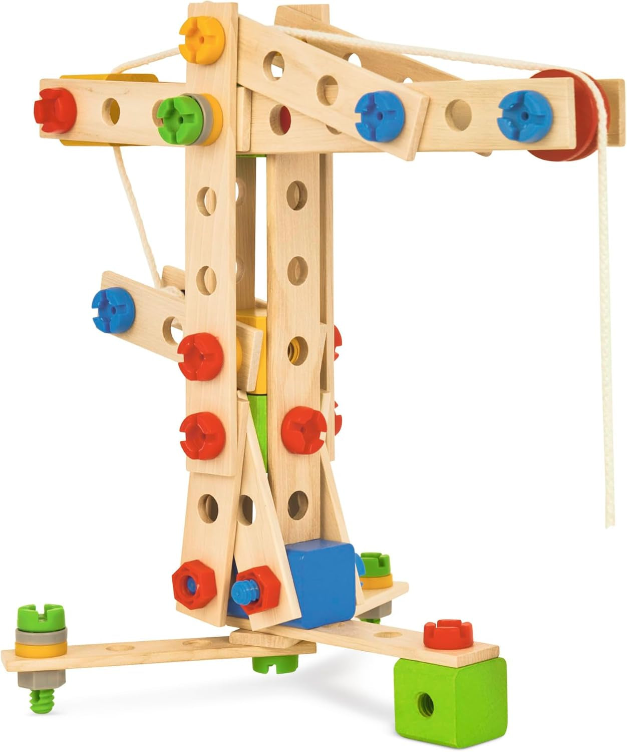 Eichhorn - Constructor Lokomotive, 8 Verschiedene Modelvarianten baubar, Konstruktionsspielzeug mit 90 Teilen, vielseitiges Holzspielzeug, 100% FSC zertifiziertes Buchenholz, ab 3 Jahren