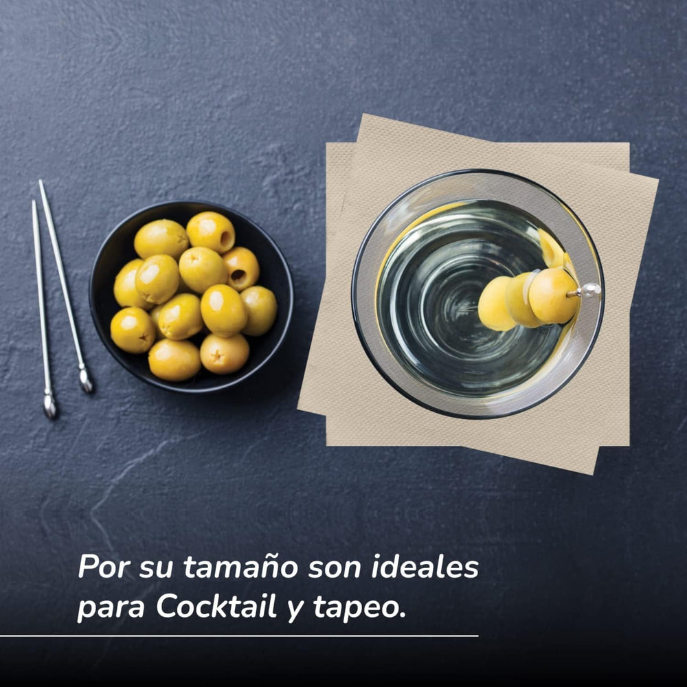 Paquet de 300 serviettes en papier cocktail, 100 % recyclables et biodégradables, porte-serviettes en acier inoxydable, serviettes écologiques, 10 x 10 cm, pliées.