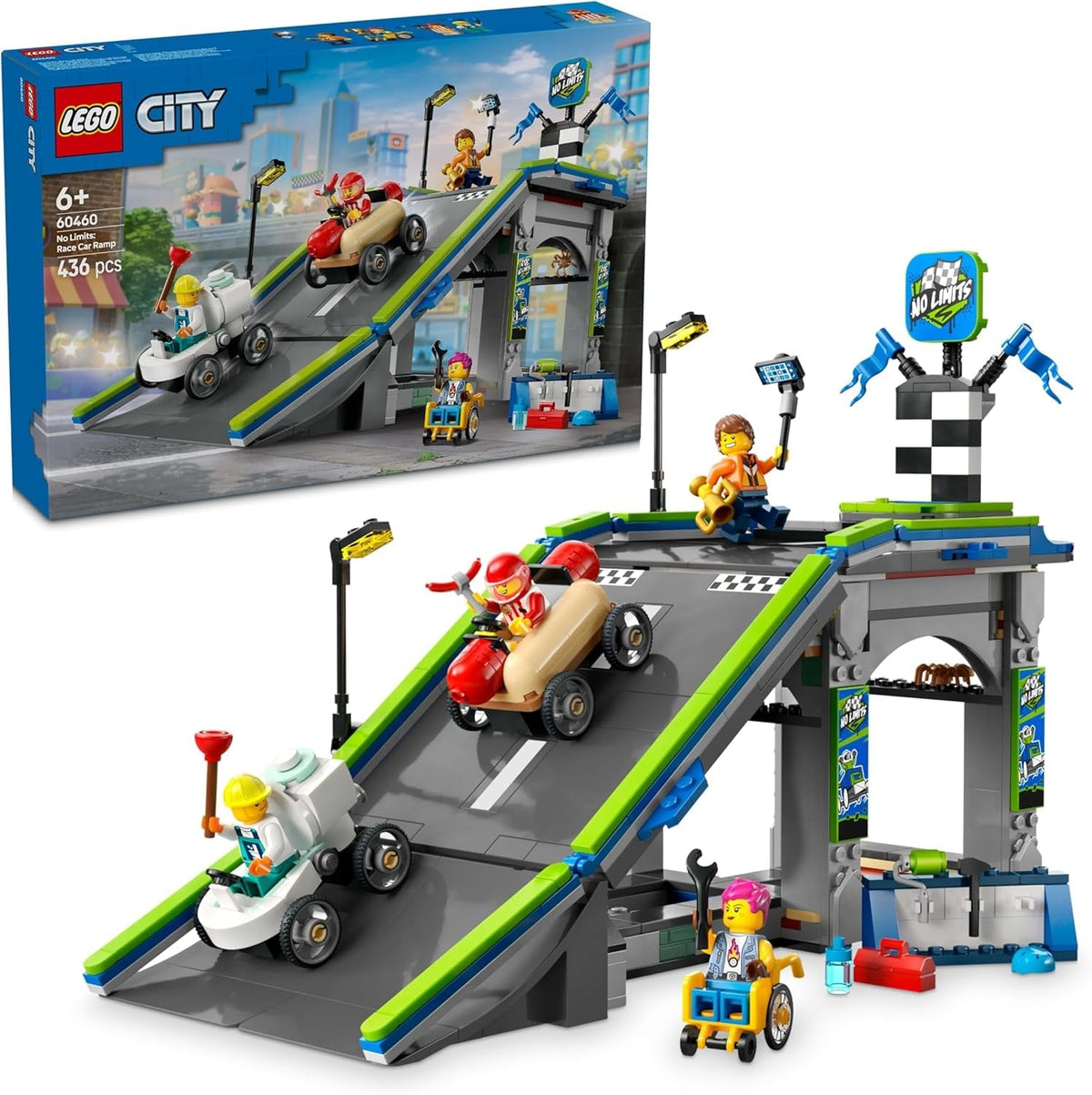 LEGO City No Limits : Course de caisses à savon avec rampe - Jouet de construction pour garçons et filles à partir de 6 ans - Set comprenant 2 boîtes à savon et 4 figurines de Racer - Idée cadeau pour les enfants 60460 Jeux de construction Besuche den LEGO-Store Titre par défaut