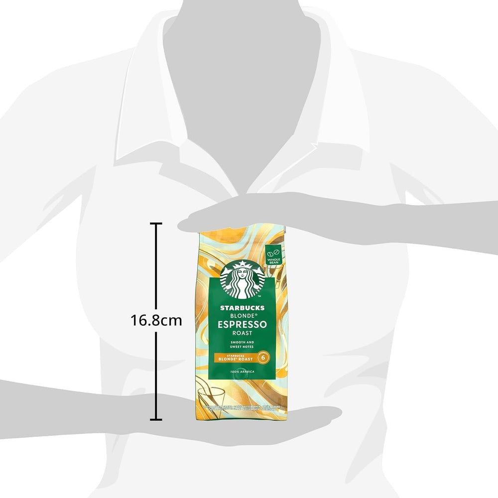 STARBUCKS Blonde Espresso Roast, torréfaction légère, grains de café entiers 200G (paquet de 6) Naty Shop Coffee