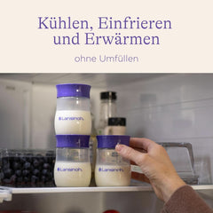 Lansinoh Muttermilchflaschen, 4 X 160 Ml - Zur Sicheren Muttermilch Austellungen - Neues Kompaktes Design Für Verbesserte Stabilität - Mit Stapelbarem Deckel Accessoires Alimentation et Allaitement Bebe Naty Shop