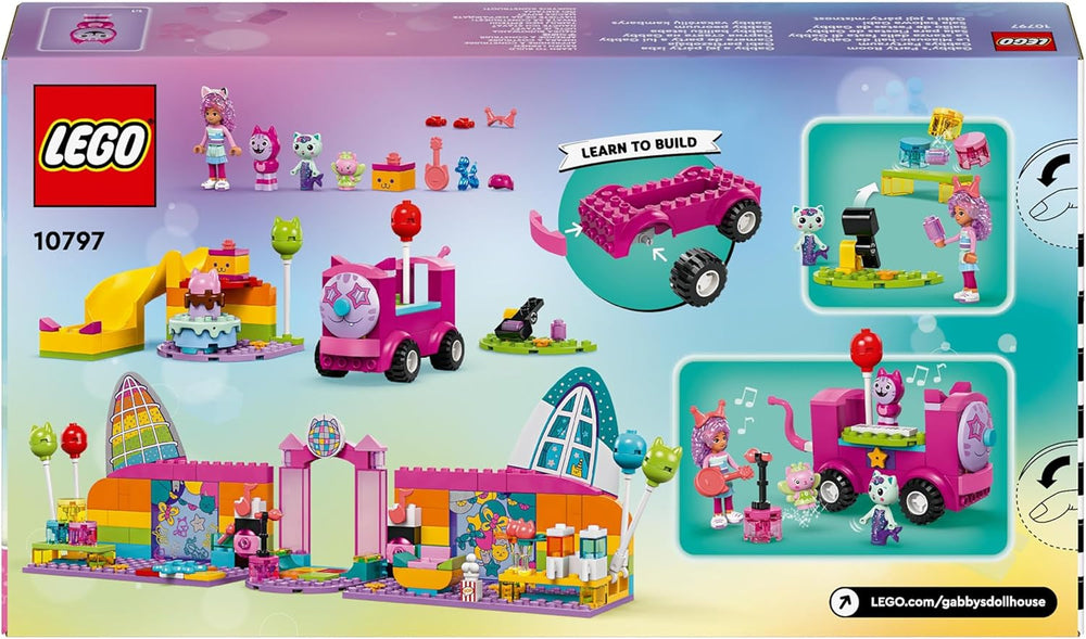 LEGO 4+ La maison de poupée de Gabby La salle de fête de Gabby, ensemble de jeu disco avec toboggan et figurines d'animaux pour un jeu de rôle créatif, cadeau pour filles et garçons à partir de 4 ans 10797 Jeux de construction Besuche den LEGO-Store