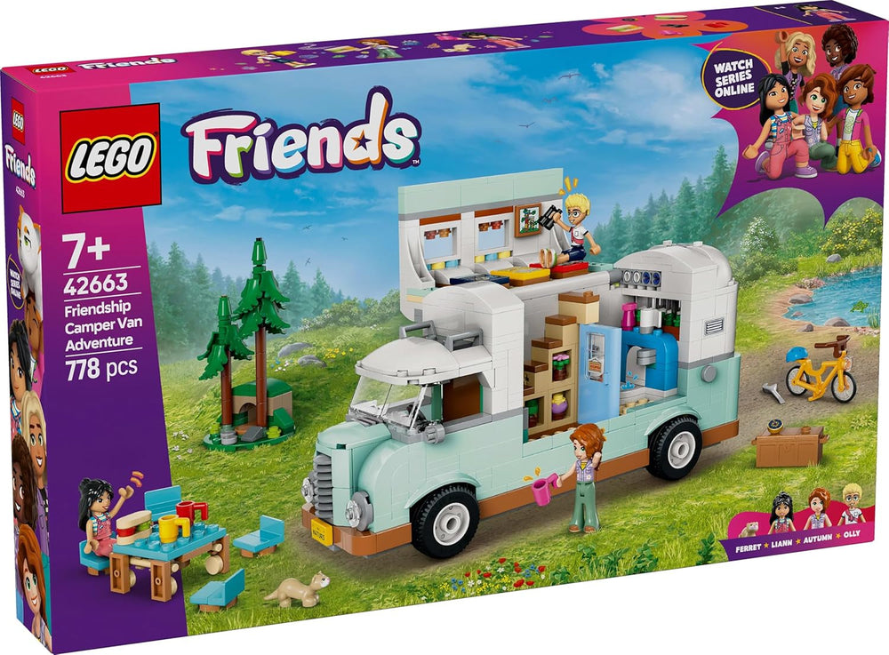LEGO Friends Caravan, jeu de construction de rôle avec une caravane jouet, cadeau pour les filles à partir de 7 ans, jeu créatif avec 3 figurines et figurine d'animal furet 42663 Jeux de construction Besuche den LEGO-Store