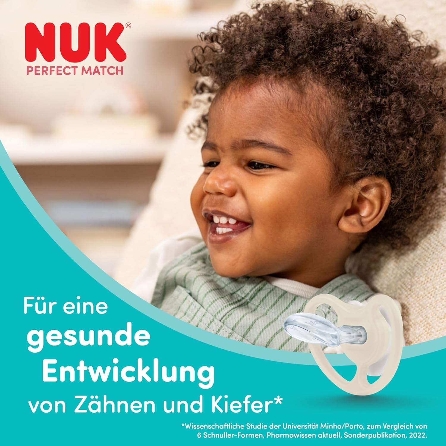 Sucettes NUK Perfect Match Air Night pour bébés | 0-6 mois | Sucettes qui brillent dans le noir qui favorisent la circulation de l'air et empêchent la bave | 95 % d'acceptation par les bébés** | Lion | Paquet de 2