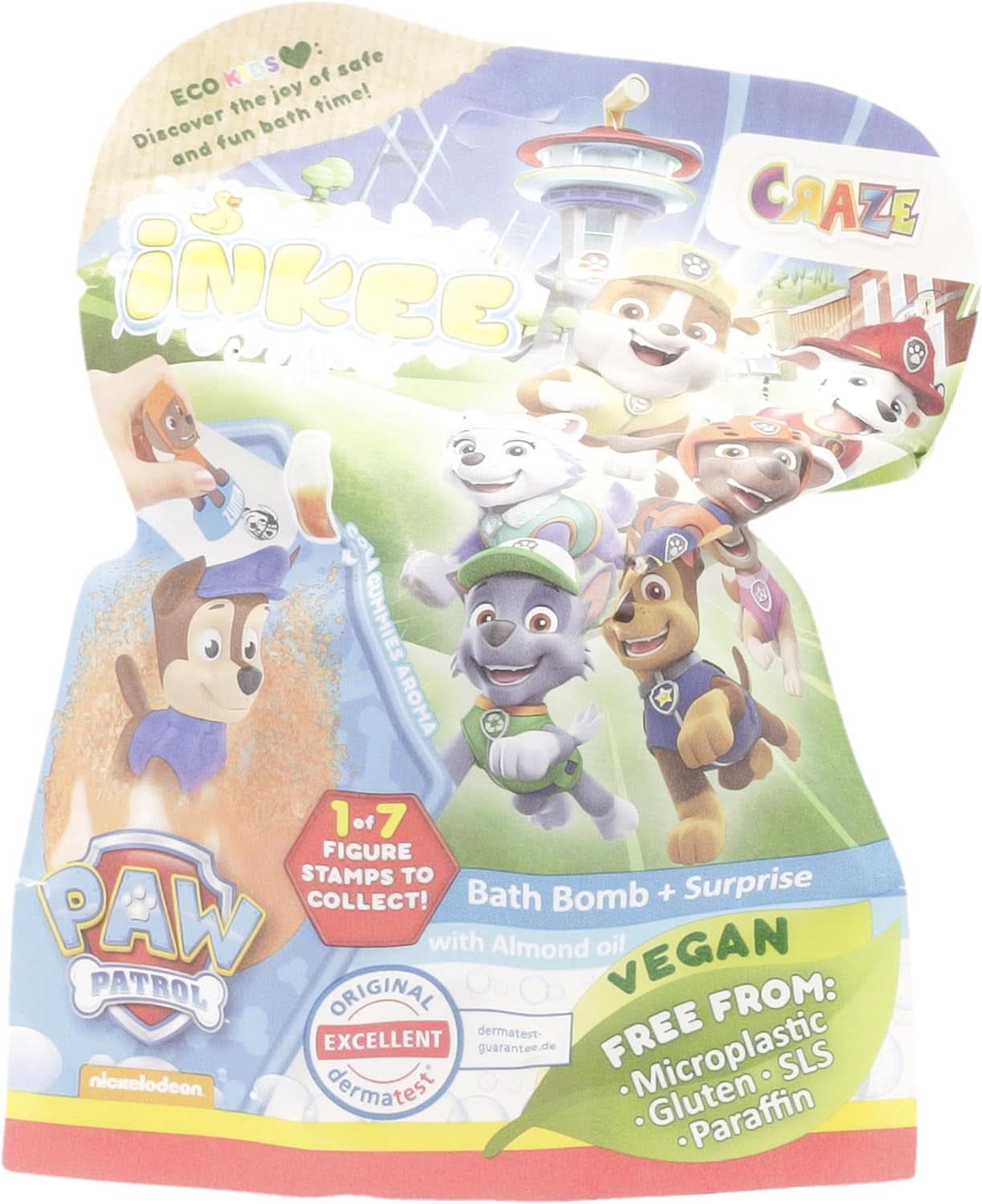 INKEE SURPRISE PAW PATROL, Bombe de bain pour enfants avec surprise, saveur cola, effet mousse, 80 grammes Douche et bain Naty Shop