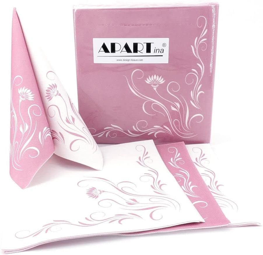 Appartina Elegantia 40 x 40 cm Serviettes Airlaid en tissu, Serviette de mariage de haute qualité, Serviettes de mariage en tissu Serviettes jetables pour diverses occasions (Rose vieux)