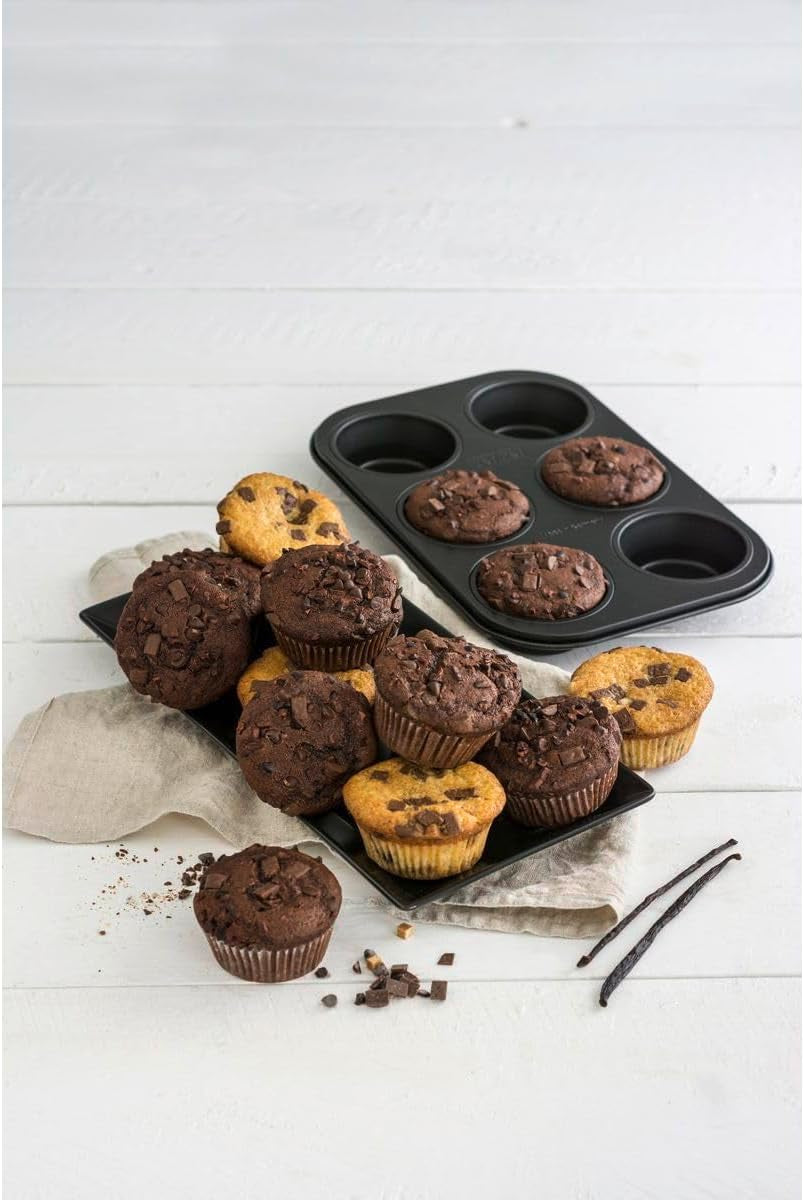 Zenker 6Er Muffinform Black Metallic, 275X190X30 Mm, Teflon Classic Antihaftbeschichtung, Hitzebeständig Bis 230°C, Leichte Reinigung, Ideal Für Köstliche Muffins Moules et plaques à pâtisserie Naty Shop