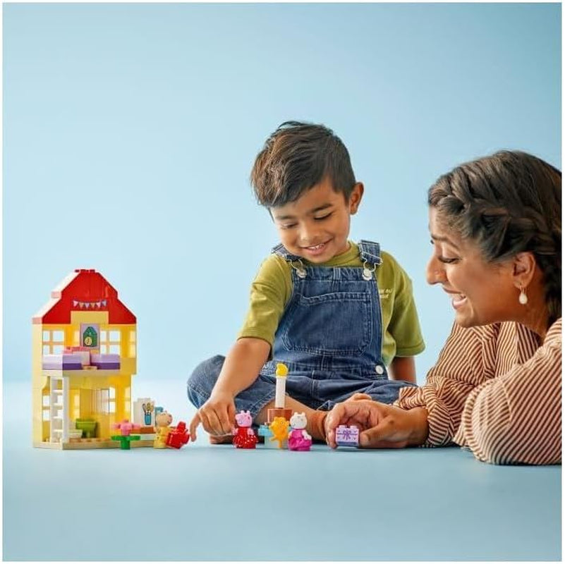 LEGO DUPLO La maison d'anniversaire de Peppa : jouet créatif à 3 figurines, construisez et reconstruisez une maison de jouets pour les enfants de 2 ans, les garçons et les filles, favorise la dextérité 10433 Jeux de construction Besuche den LEGO-Store
