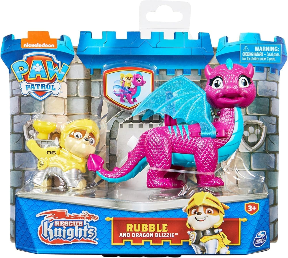 Paw Patrol Rescue Knights Rubble et Dragon Blizzie Ensemble de figurines d'action Jouet adapté aux figurines d'action de 3 ans et plus Naty Shop