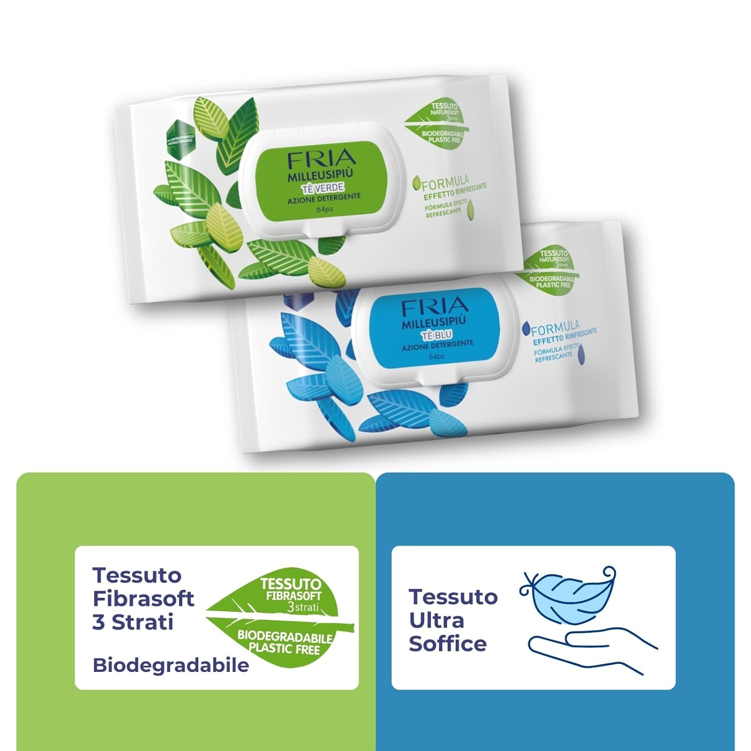 MilleusiPiu Maxi avec couvercle, 64 lingettes humides, 64 unités