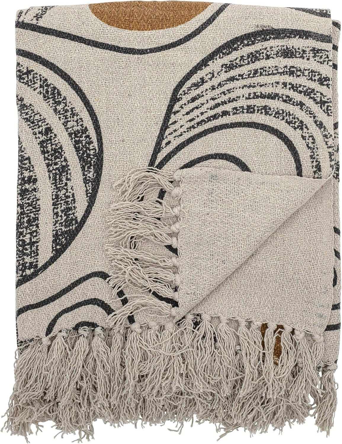 Bloomingville couvre-lit, noir, coton, 160cm Lits et Couvertures Bloomingville Natura 160cm