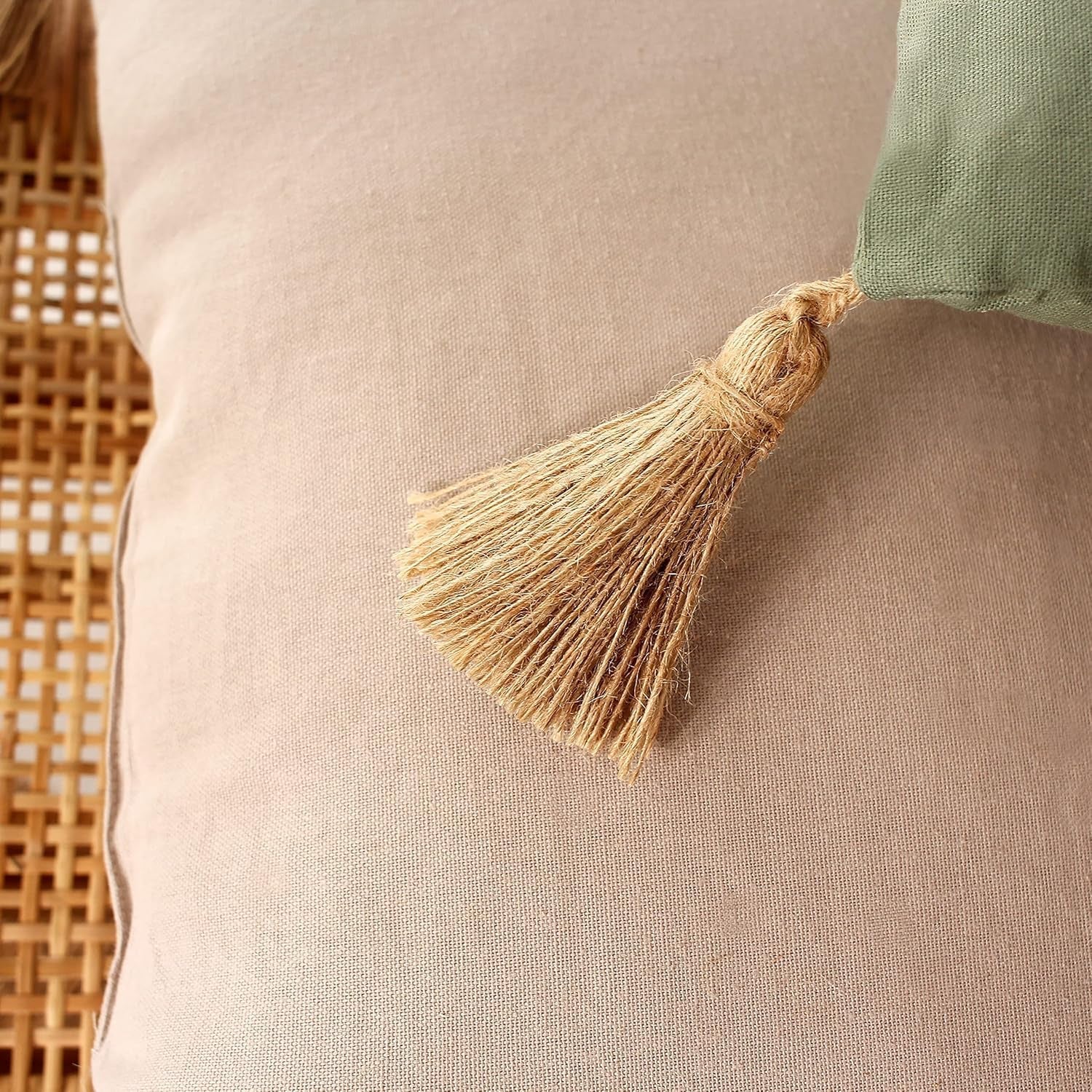 Couette 4 pompons, jute, 90 X 190 Cm, argile, 2007AGCHLJT090190, 90 X 190 Cm Quilts et quilts Naty Shop