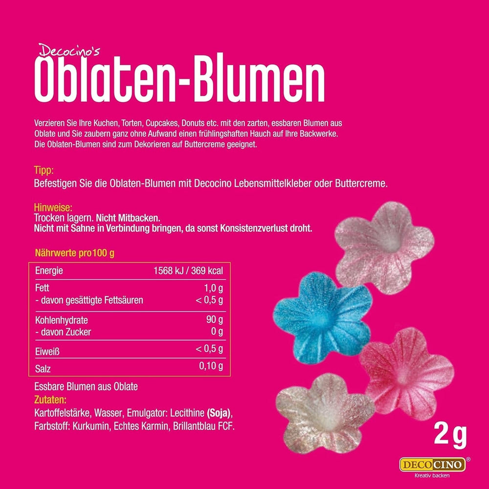 DECOCINO Oblaten-Blumen Pastel - Essbare Blüten Aus Esspapier, Ideal Zum Dekorieren Von Hochzeits-Torten, Geburtstags-Kuchen, Cupcakes Uvm. Vernis et Décor Naty Shop