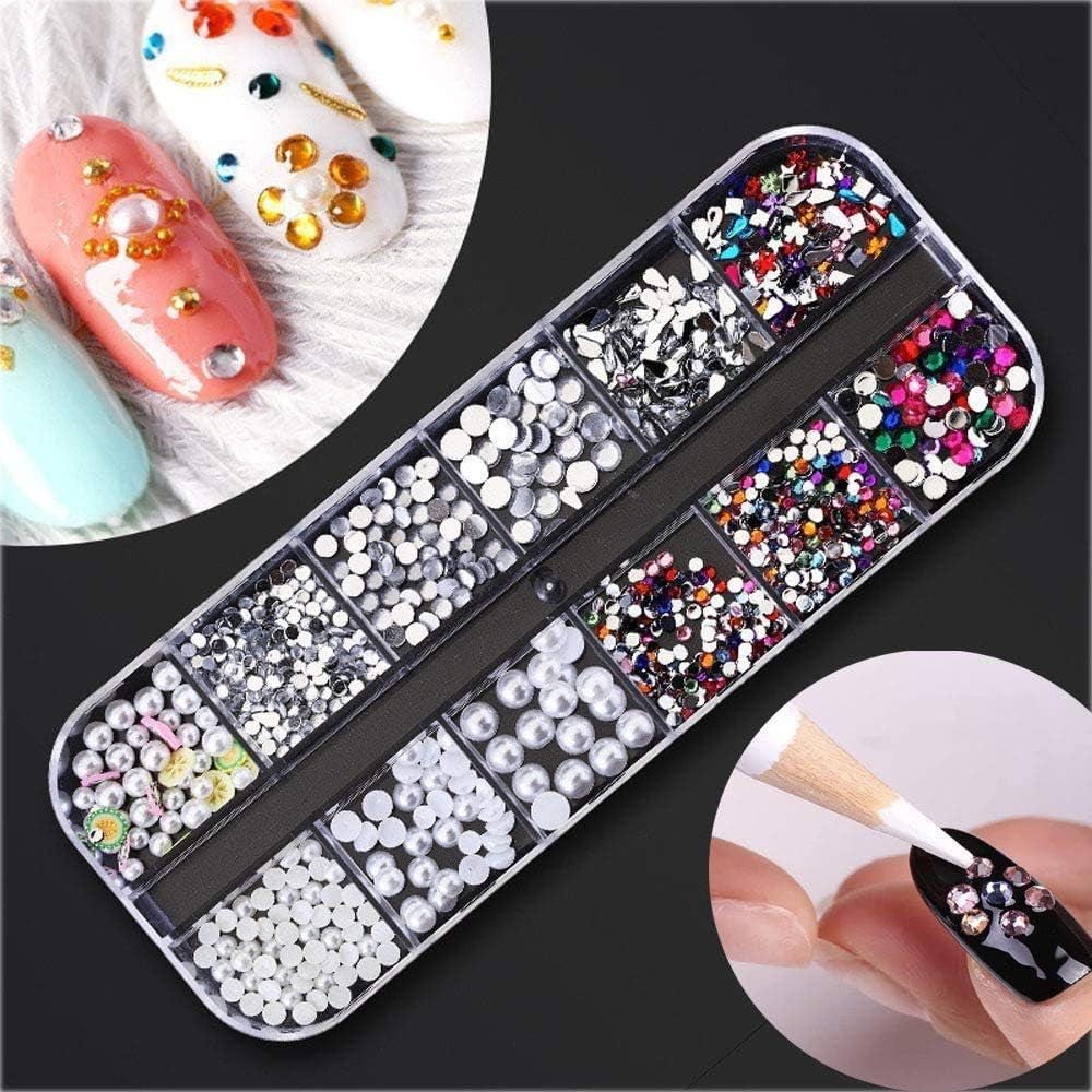Kalolary Fleurs séchées pour ongles, papillon, paillettes, feuille de vernis à ongles, autocollants, pince à épiler, pierres à ongles, strass, crayon pour conception d'ongles 3D, décorations DIY