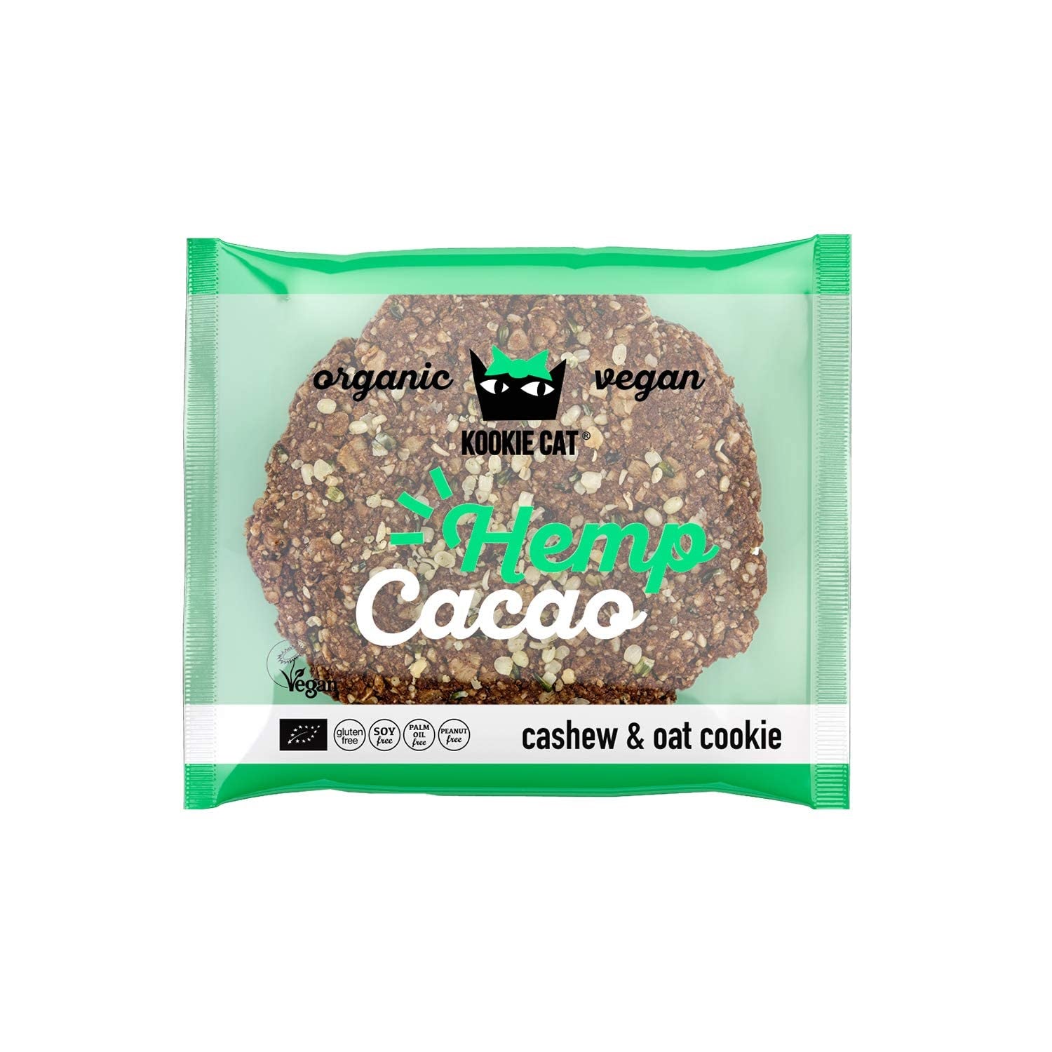 Graines de chanvre et cacao – Biscuits végétaliens aux noix de cajou et à l'avoine, emballés individuellement, sans gluten, sans soja, biologiques – 12 x 50 g Multipack